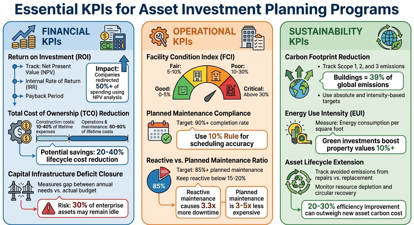 KPI essentiels pour les programmes de planification des investissements patrimoniaux