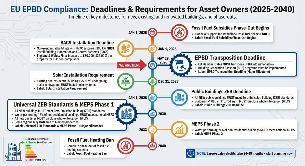 EPBD 2026 Compliance Timeline and Key Deadlines for EU Asset Owners