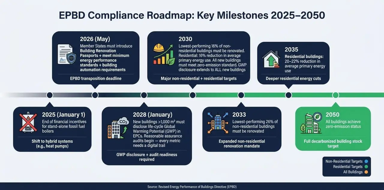 EPBD Compliance Roadmap: Key Milestones 2025–2050