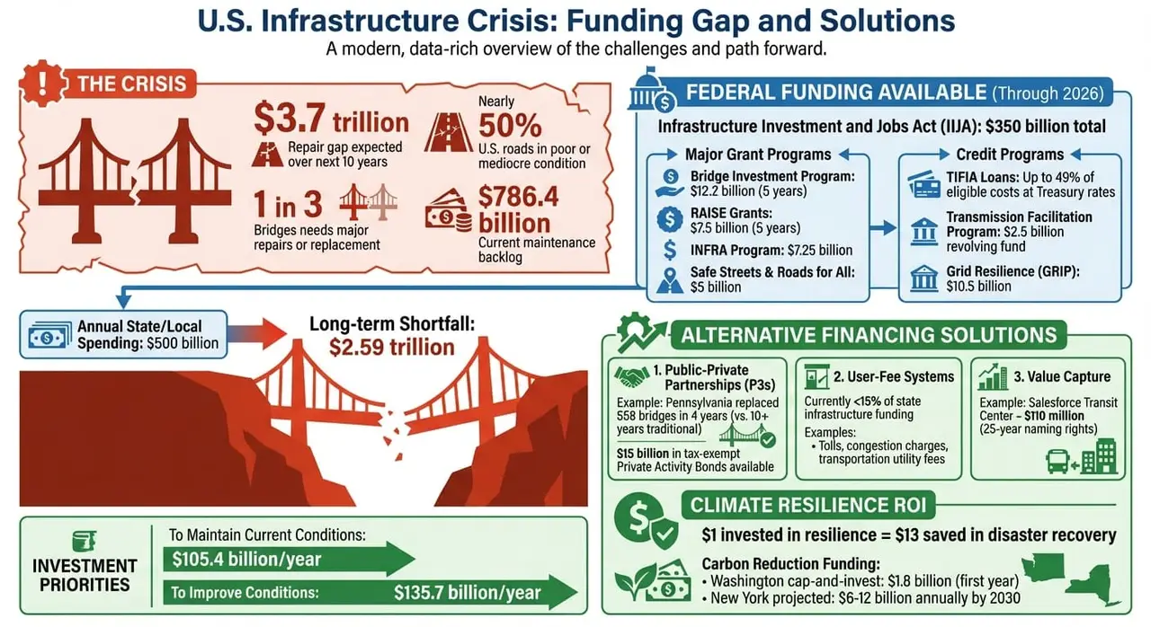 Déficit de financement des infrastructures américaines et répartition des programmes fédéraux