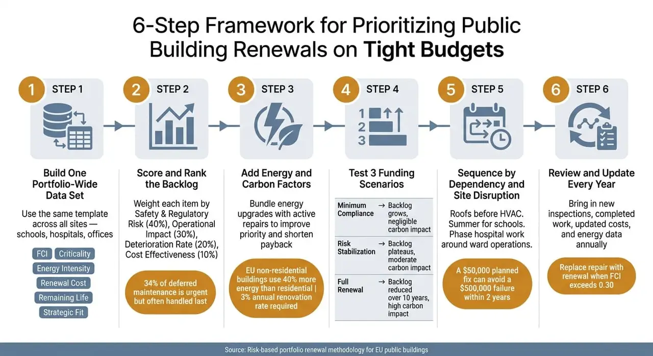 6-Step Framework for Prioritizing Public Building Renewals on Tight Budgets